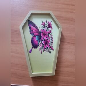 💀NEW 💀Hand Crafted Pink and Purple Butterfly Coffin Key Tray